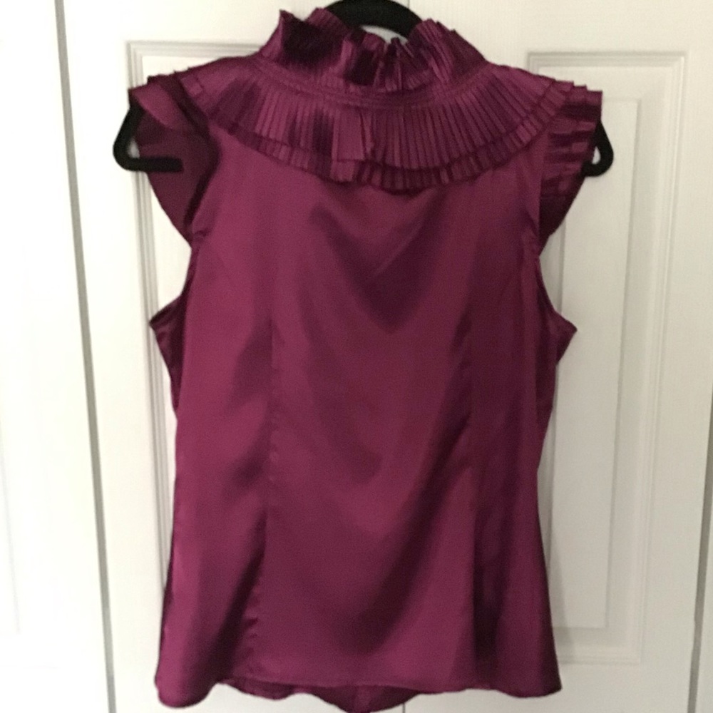 Plum Pleated Ruffle Blouse - Picture 2 of 2